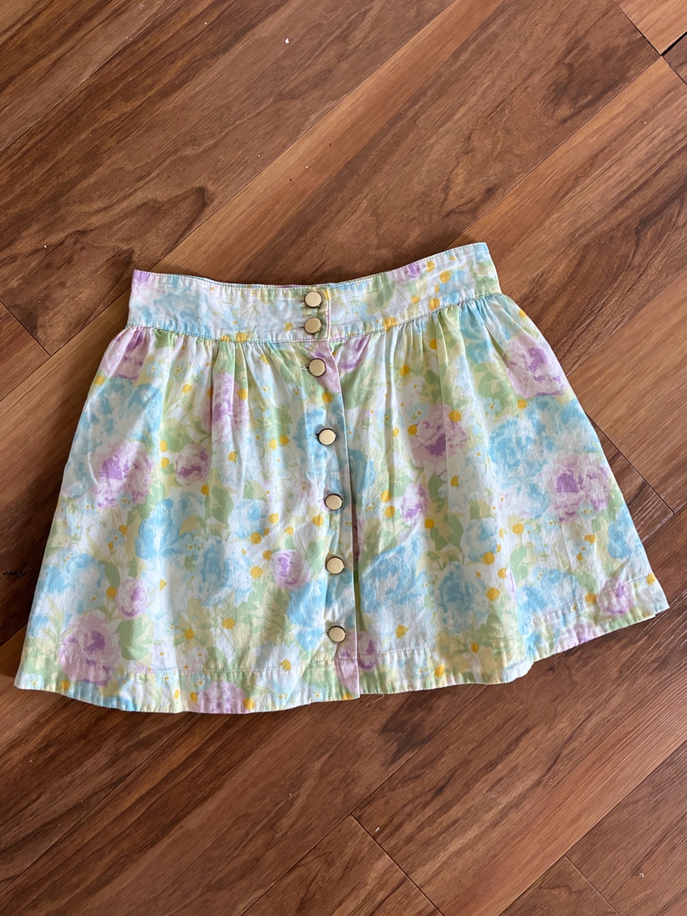 H&M Divided Floral Mini Skirt Pastel Garden Cottagecore Button Front Size 8